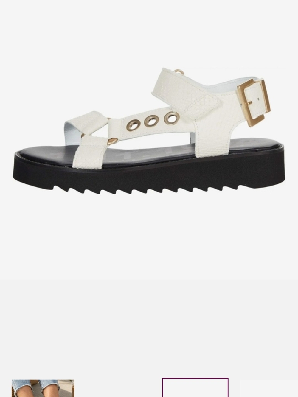 NEW All Saints Leather Women's Platform Sandal with Gold Buckle